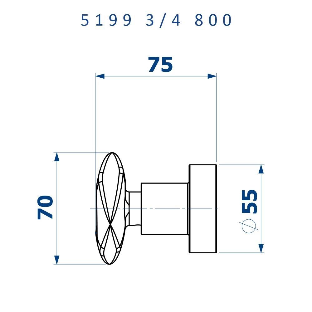 Acabamento para Registro 3/4, Modelo “Pedra” Barbara Dundes Fani 5199 CH800 Acabamento para Registro 3/4, Modelo “Pedra” Barbara Dundes Fani 5199 CH800