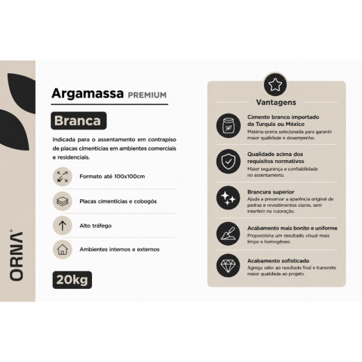 Argamassa Orna Branca SC 20kg 