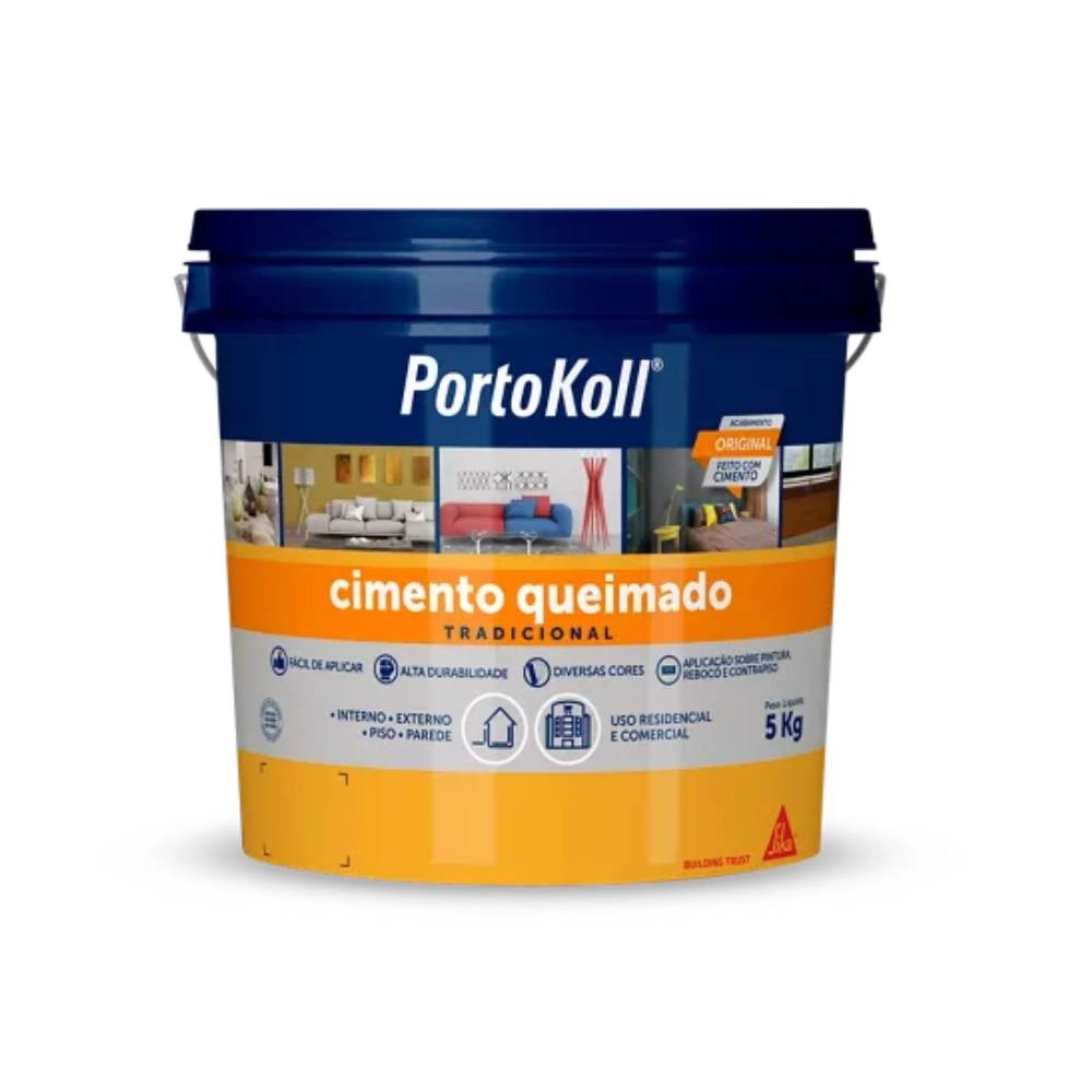 Argamassa Portokoll Cimento Queimado Carbono Balde 5Kg