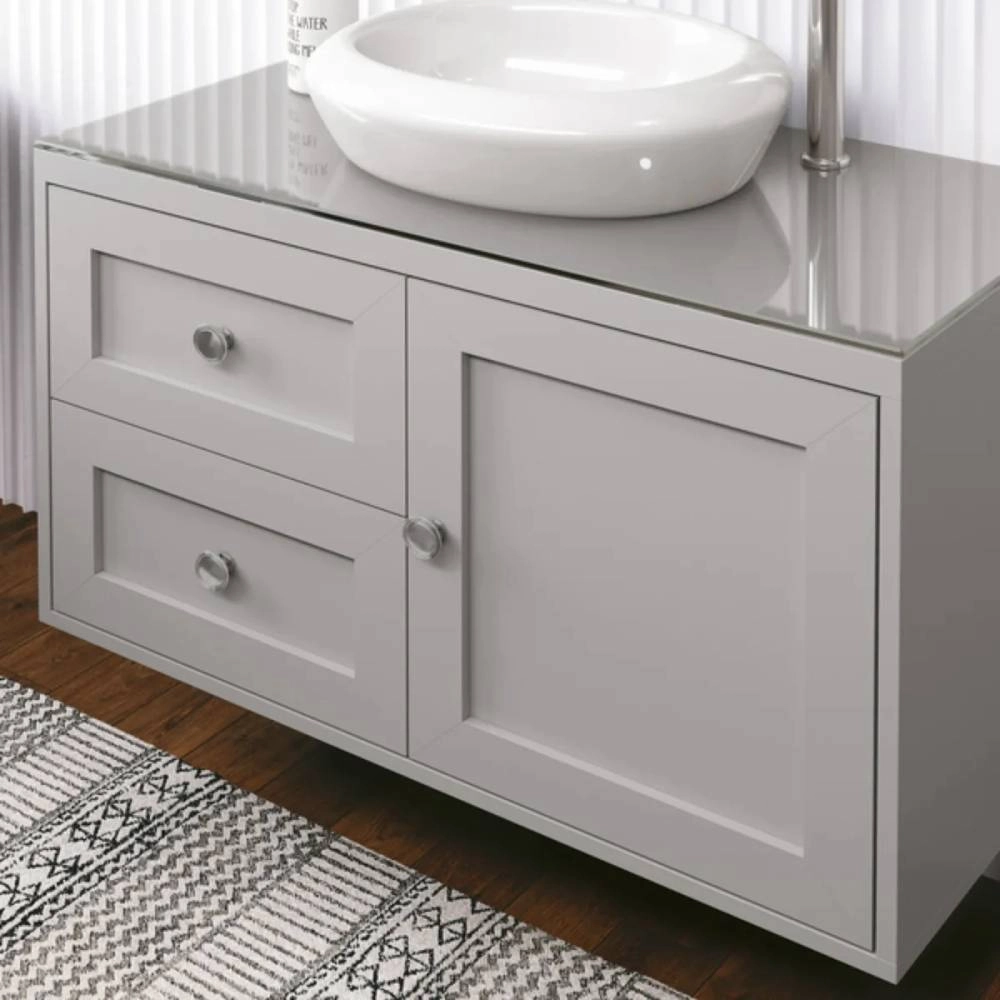 Astral Gabinete Provencal 80 Cinza Matt C/tampo De Vidro
