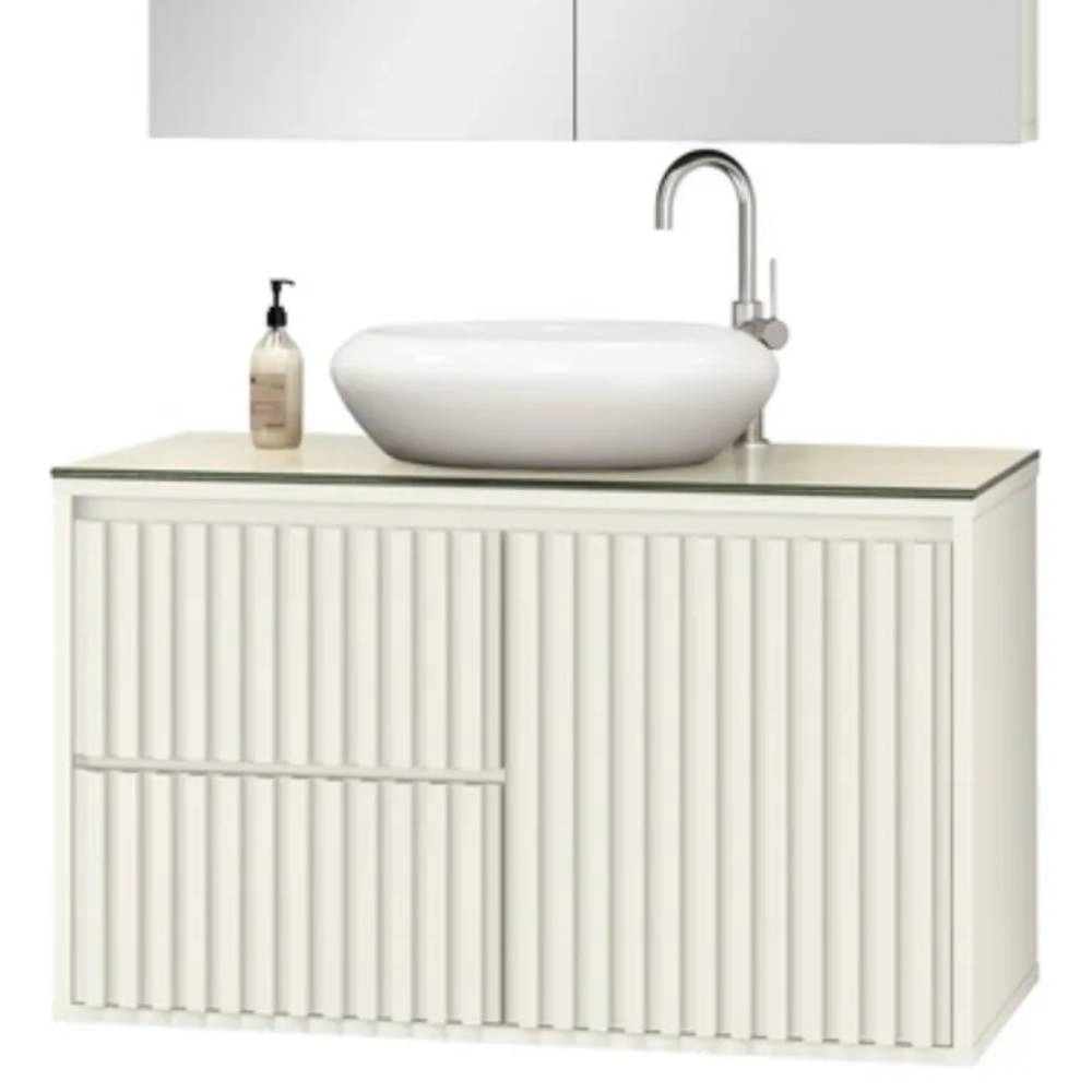 Astral Gabinete Ripado 80 C/tampo De Vidro - Branco
