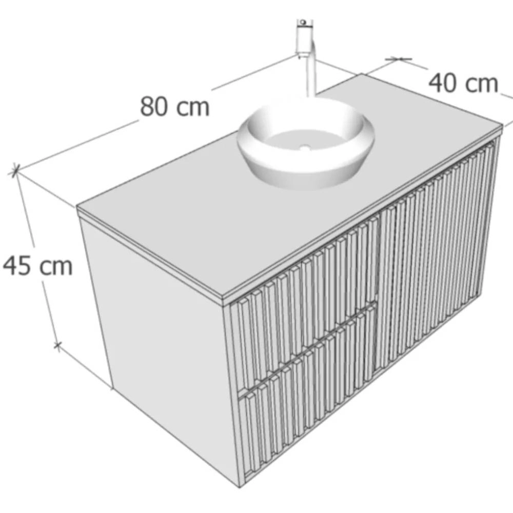 Astral Gabinete Ripado 80c/tampo De Vidro - Freijo