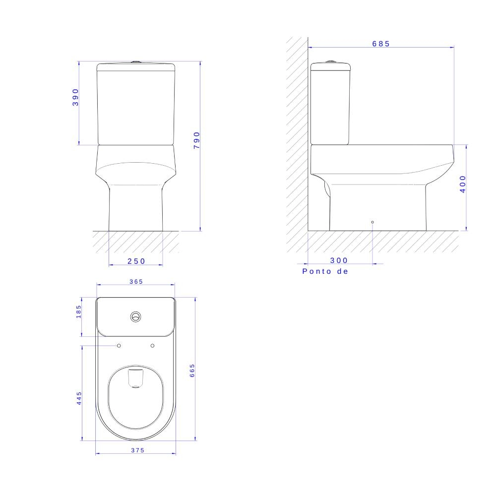 Bacia para Caixa Acoplada Carrara Marrom Fosco P.606.22