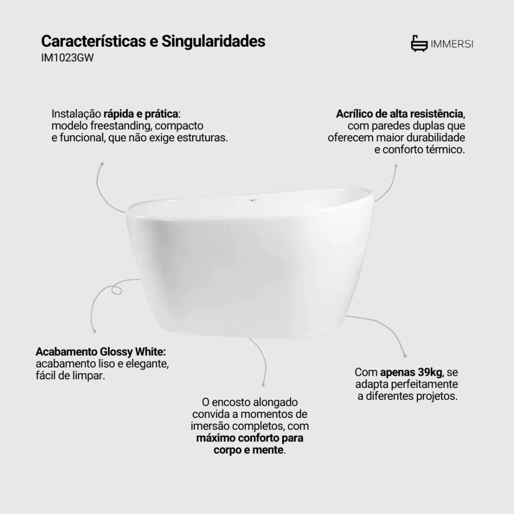 Banheira Immersi Embaú Glossy White130X80X75 IM1023GW