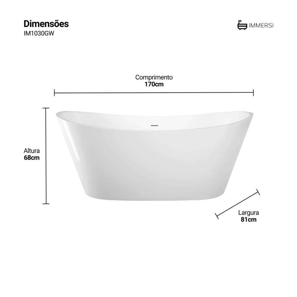 Banheira Immersi Porto Belo Glossy White 170X81X68 