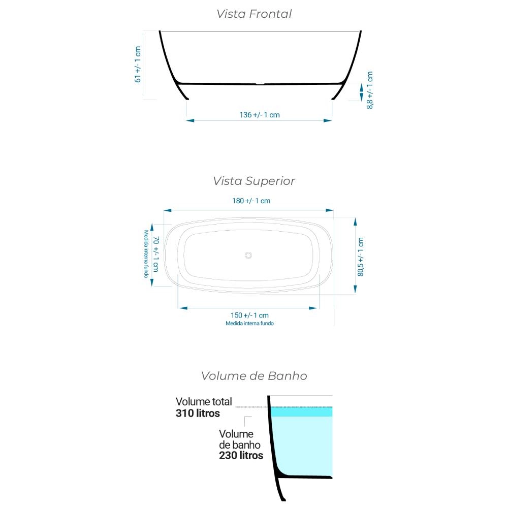 Banheira Sabbia Amazônia Branco FSC Acetinada c/ Válvula Click Cromada