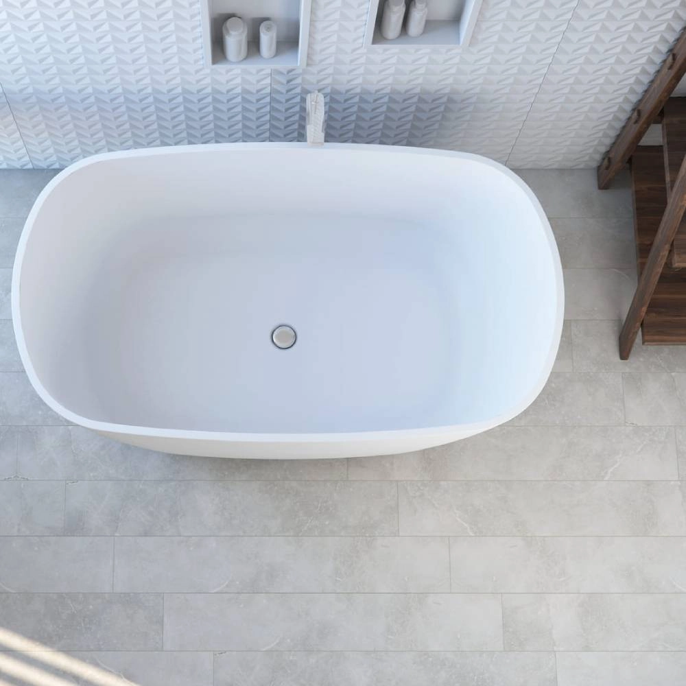 Banheira Sabbia Olinda 138X75X62 Duramatt Fosco Acetinado Branco Valvula Click Cromada