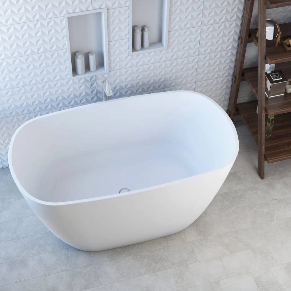Banheira Sabbia Olinda 138X75X62 Duramatt Fosco Acetinado Branco Valvula Click Cromada