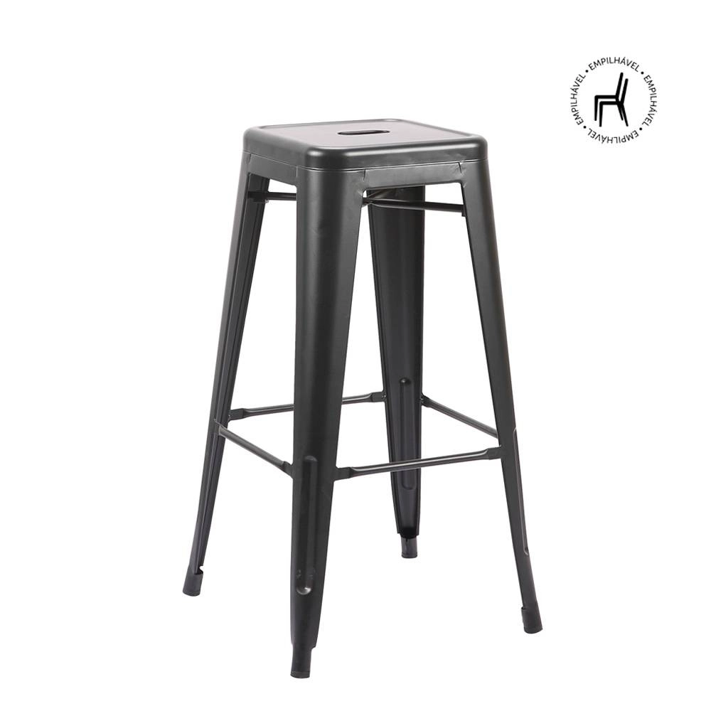Banqueta Alta Iron Rivatti  preta fosca