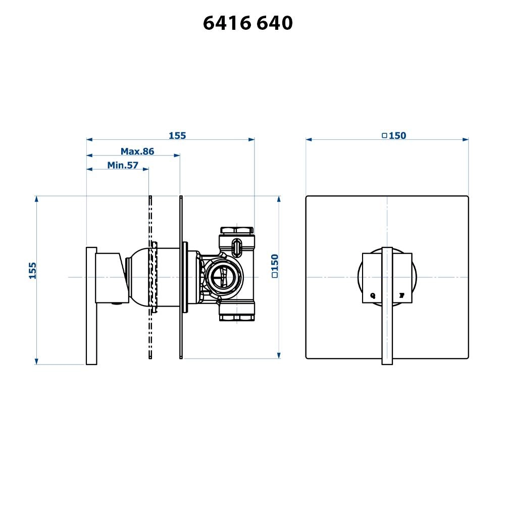 Base Monocomando para Chuveiro ou Banheira Eros Fani 6416 RV640
