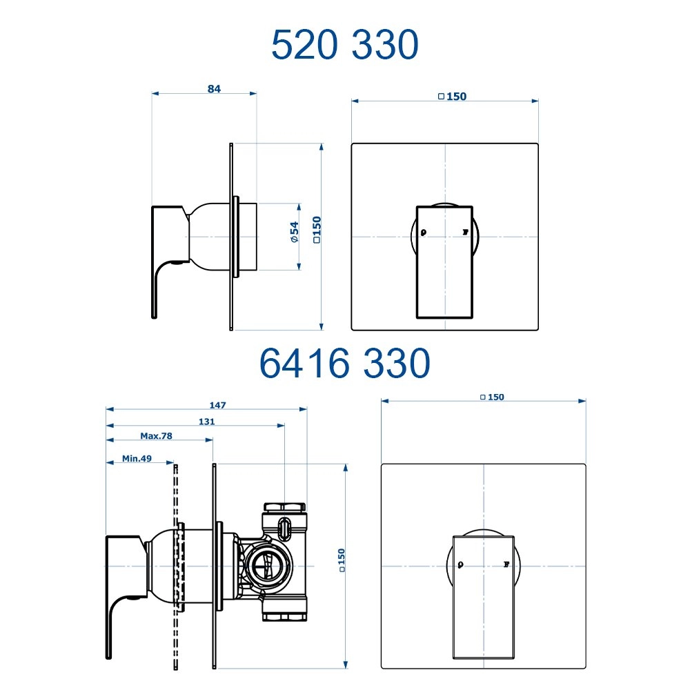 Base Monocomando para Chuveiro Retta Fani 6416 CH330