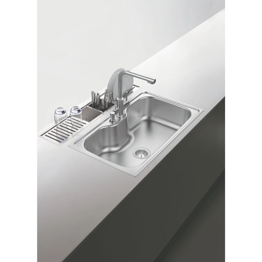 Canal Organizador em Aço Inox Tramontina para Sobrepor com Acabamento Acetinado 90x18 cm