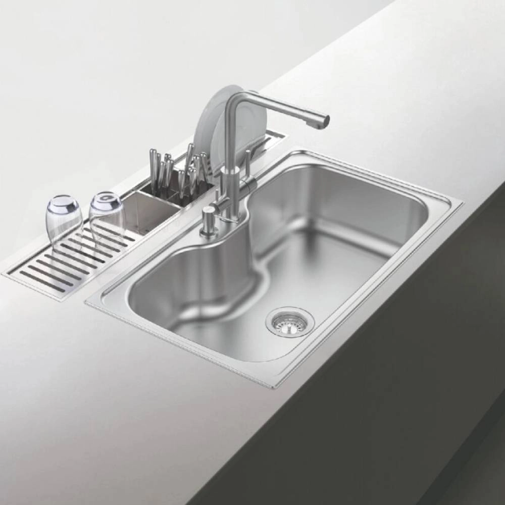 Canal Organizador em Aço Inox Tramontina para Sobrepor com Acabamento Acetinado 90x18 cm