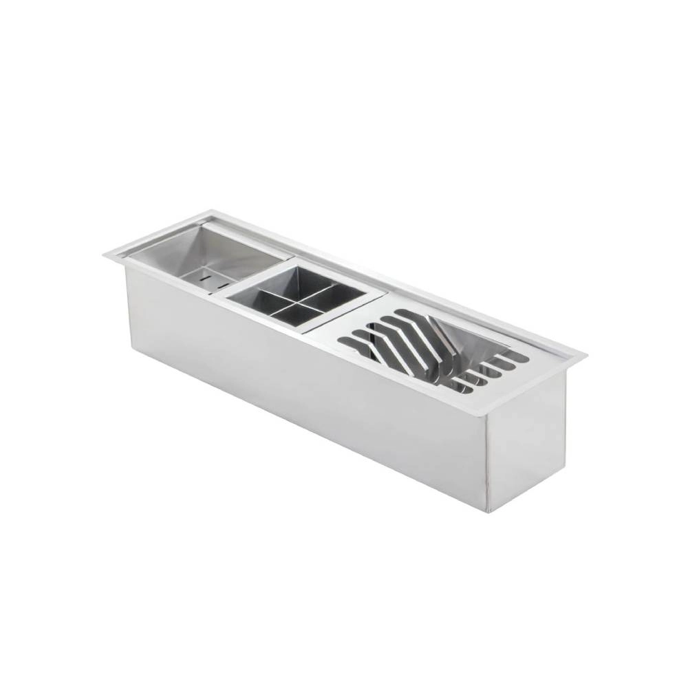Canal Organizador Movel Umido Inox c/ Acessórios LUX 600 60×16 Aço Escovado Canal Organizador Movel Umido Inox c/ Acessórios LUX 600 60×16 Aço Escovado