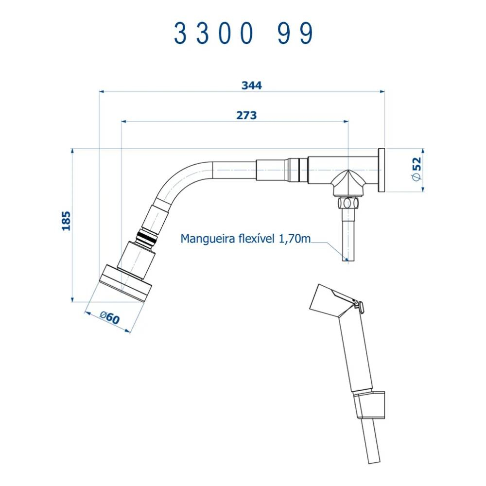 Chuveiro Articulado de Parede com Desviador Flex Fani 3300 BK99