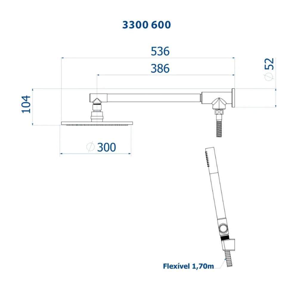 Chuveiro Articulado de Parede Fani com Desviador Atenas 3300 C600 CR Chuveiro Articulado de Parede Fani com Desviador Atenas 3300 C600 CR