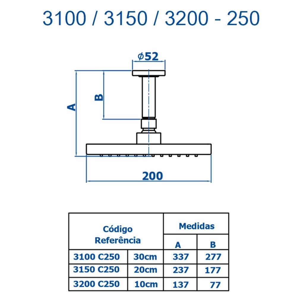 Chuveiro Articulado de Teto Fani 3200 C250 Chuveiro Articulado de Teto Fani 3200 C250
