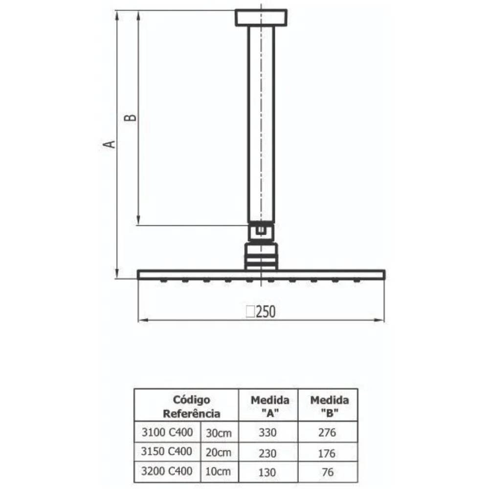 Chuveiro Articulado de Teto Fani Linha Platina 3150 GO400