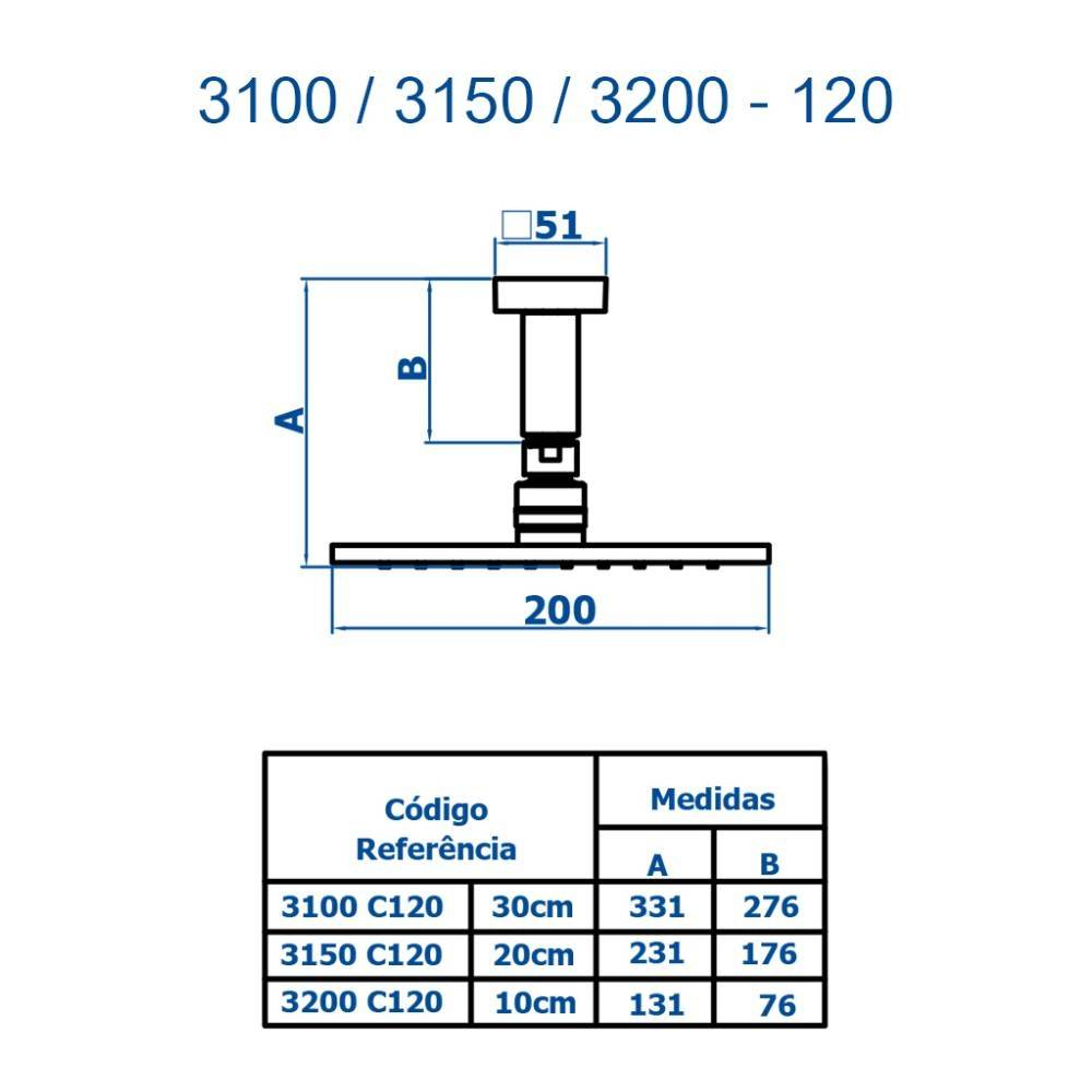 Chuveiro Articulado de Teto Versata Fani 3200 CH120