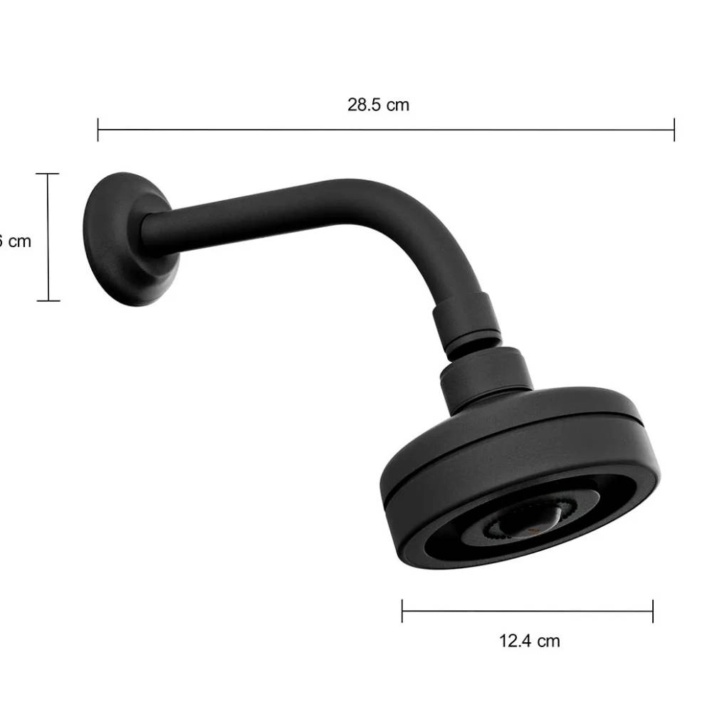 Chuveiro com Tubo de Parede Acqua Plus Standart Black Matte 1990.BL.STD.MT