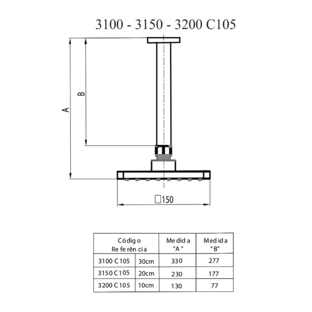 Chuveiro de Teto Hera Fani 3200 C105 Chuveiro de Teto Hera Fani 3200 C105