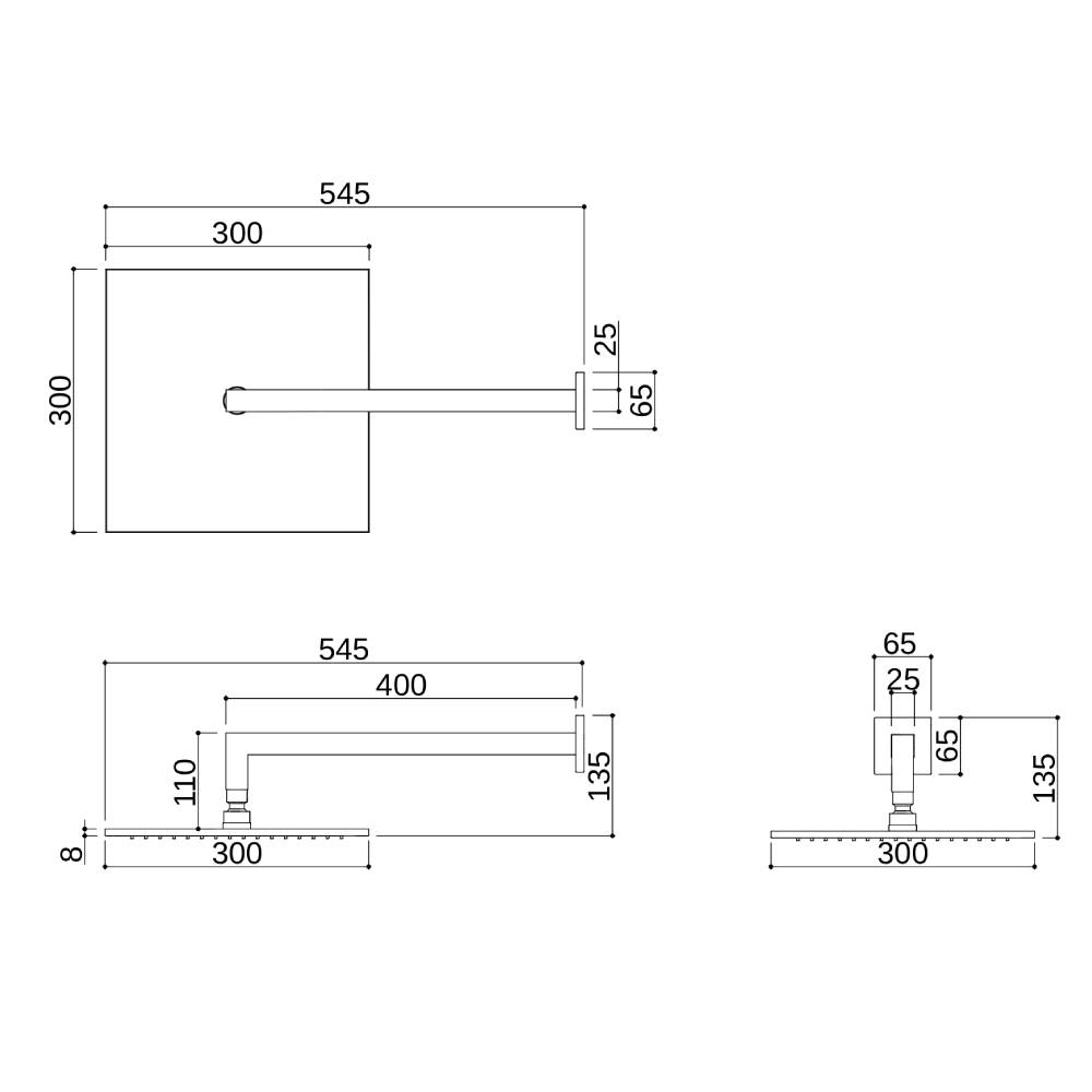 Chuveiro Rubinettos Quadrado Parede Dourado 30X30CM RB74185P Chuveiro Rubinettos Quadrado Parede Dourado 30X30CM RB74185P
