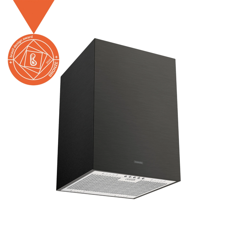 Coifa de Ilha Tramontina Square Isla 40 Silent em Aço Inox Black Steel e tratamento anti digitais 40 cm 220 V