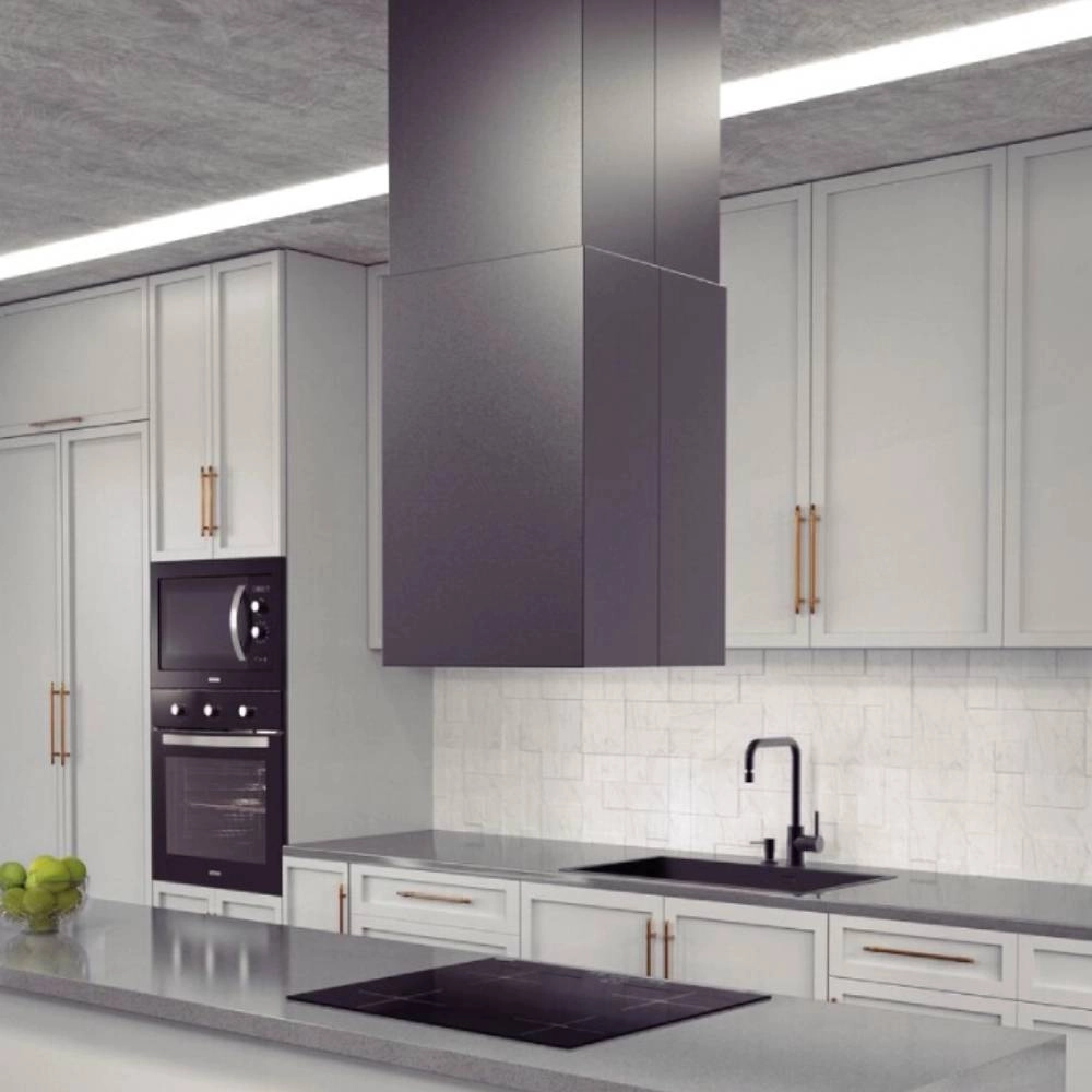 Coifa de Ilha Tramontina Square Isla 40 Silent em Aço Inox Black Steel e tratamento anti digitais 40 cm 220 V