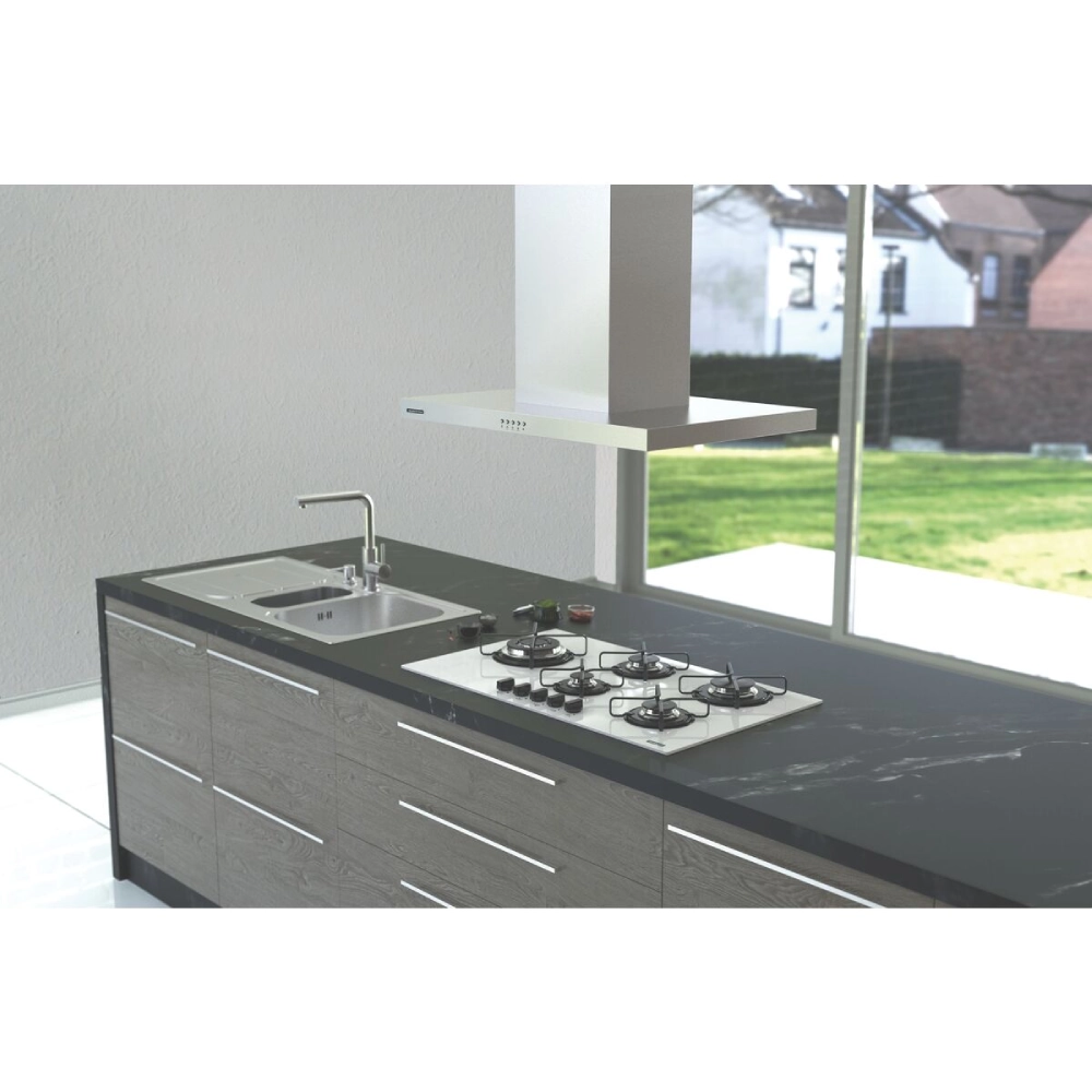 Cooktop a Gás Tramontina Penta Side Plus em Vidro Temperado Branco com Trempes em Aço Carbono e Acendimento superautomático e 5 Queimadores