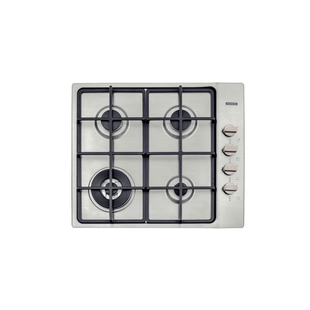 Cooktop a Gás Tramontina Square em Aço Inox com Trempes em Ferro Fundido e Acendimento Superautomático 4 Queimadores