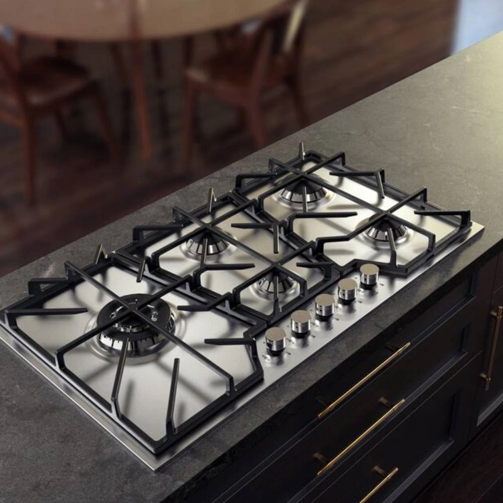 Cooktop a Gás Tramontina Design Collection Penta Inox Full 5 GX 90 em Aço Inox e Trempes em Ferro Fundido