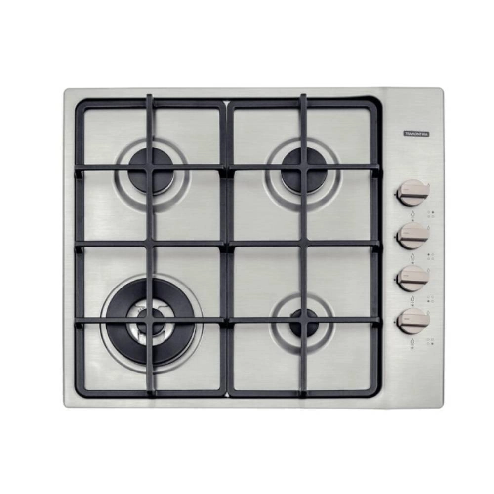 Cooktop a Gás Tramontina Square em Aço Inox com Trempes em Ferro Fundido e Acendimento Superautomático 4 Queimadores