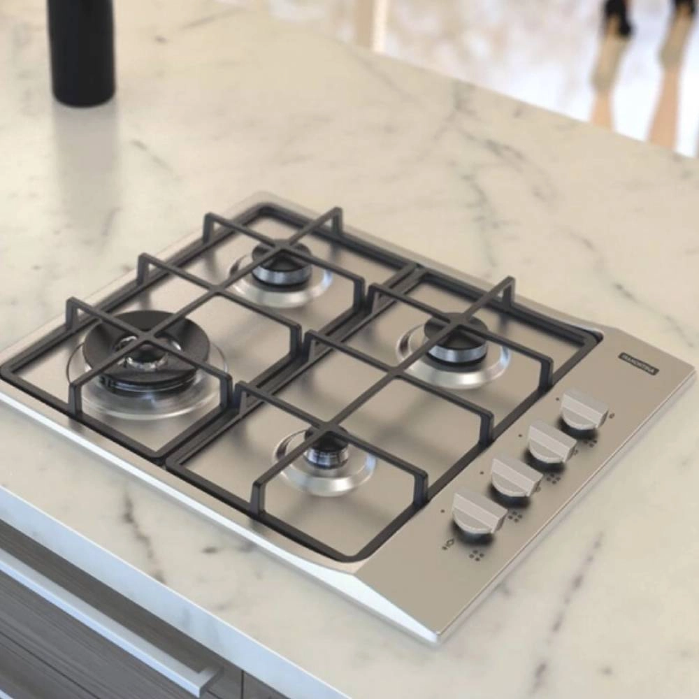 Cooktop a Gás Tramontina Square em Aço Inox com Trempes em Ferro Fundido e Acendimento Superautomático 4 Queimadores