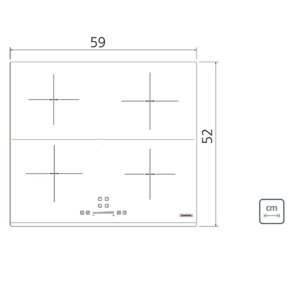 Cooktop por Indução Tramontina Square Slider B 4EI 60 Vitrocerâmico com 4 Áreas de Aquecimento e Comando Touch