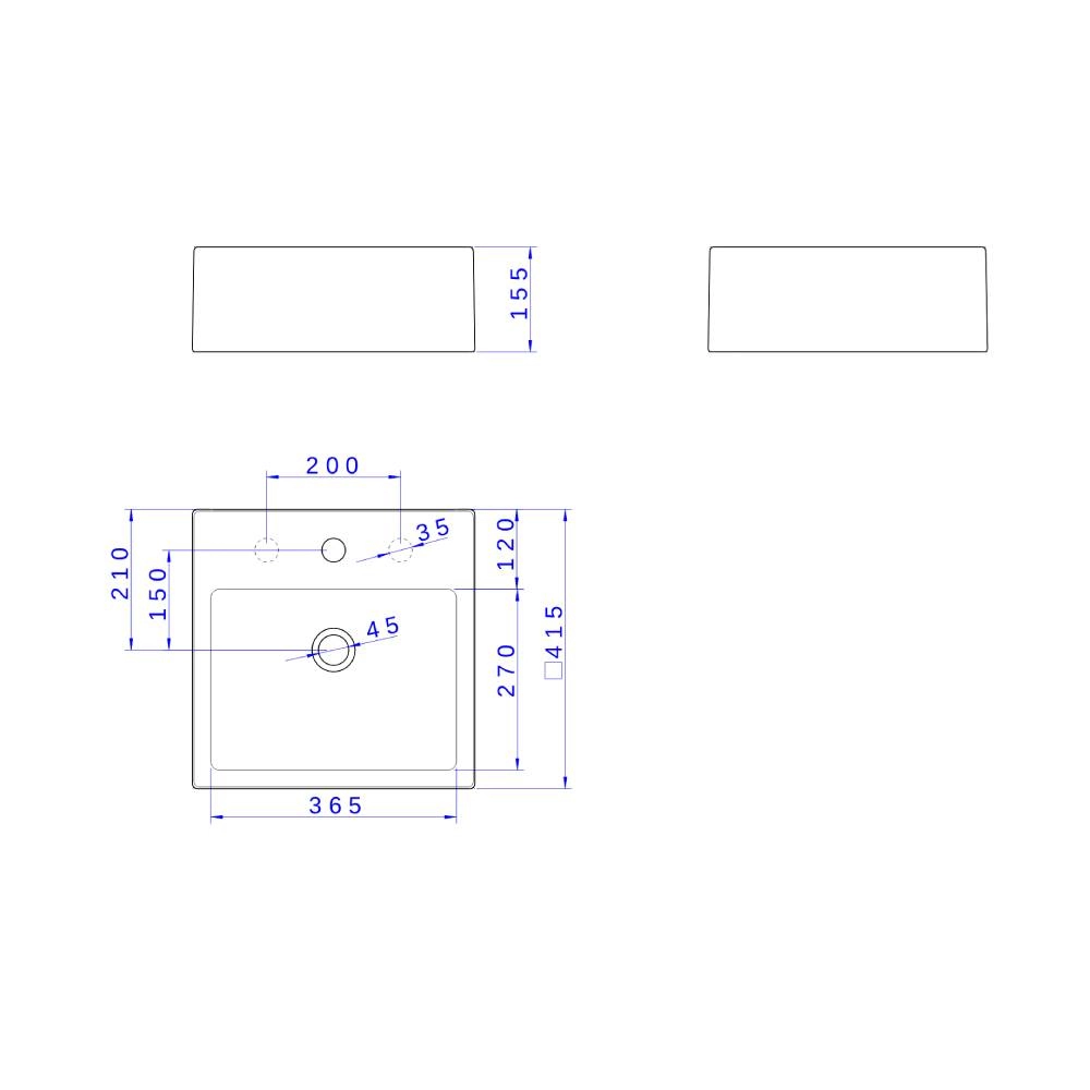 Cuba de Apoio com Mesa Quadrada 41,5x41,5cm Deca Gelo Linha L.73.17