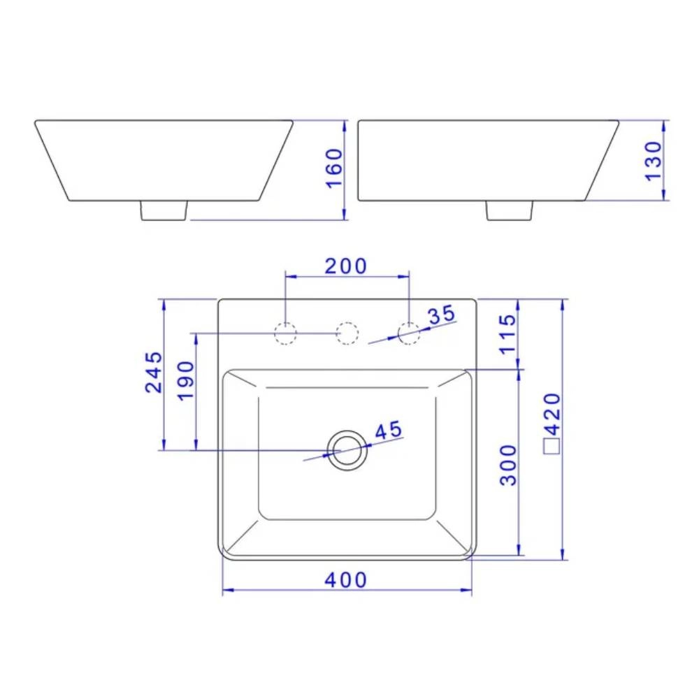 Cuba de Apoio Deca Quadrada C/Mesa 420MM Gelo L.270.17