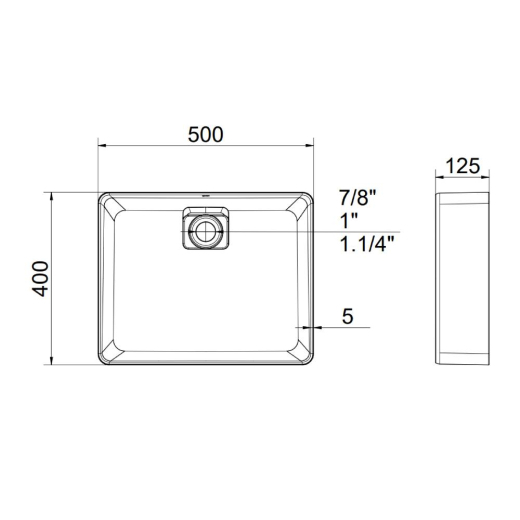 Cuba de Apoio Docol Retangular Flow Areia 500X400X125 Cuba de Apoio Docol Retangular Flow Areia 500X400X125