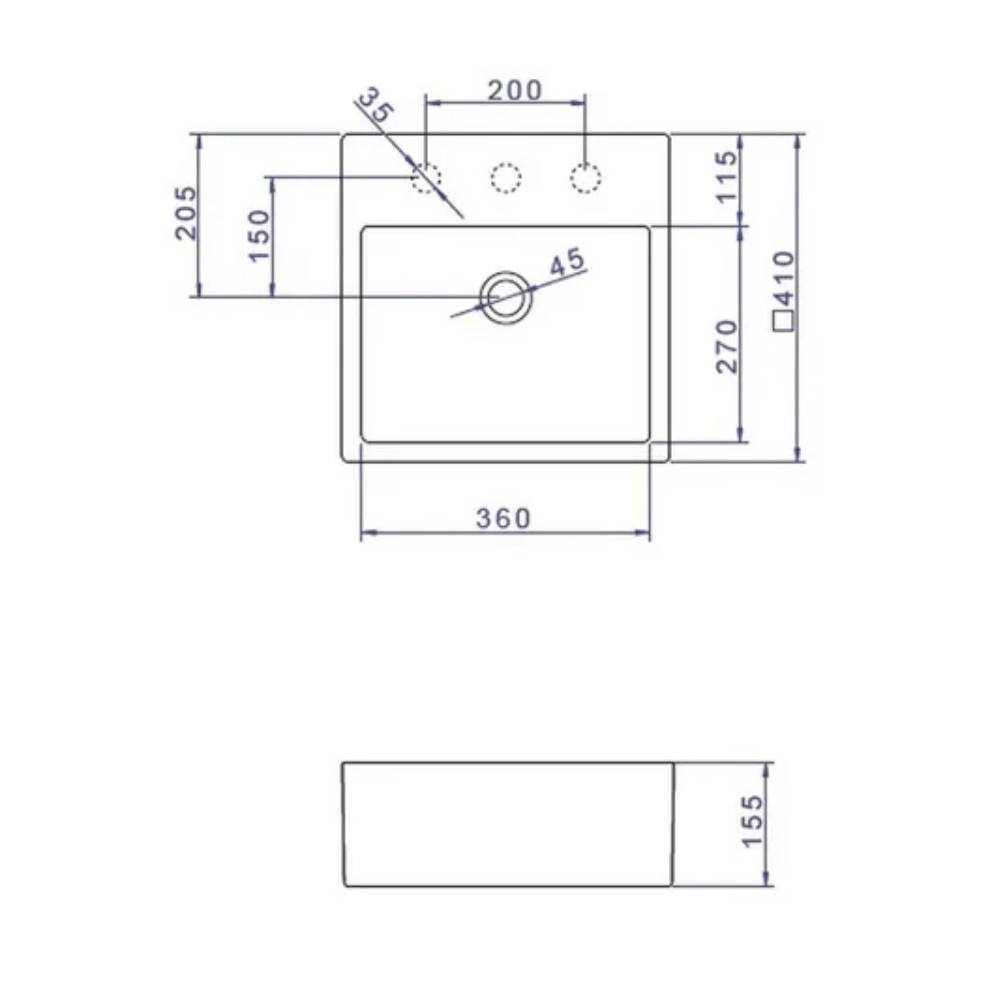 Cuba de Apoio Quadrada c/Mesa Marrom Fosco L.73.22 Deca 