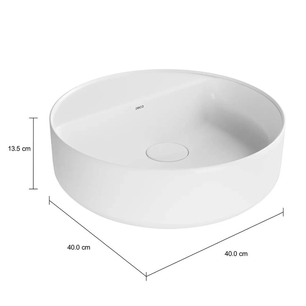 Cuba de Apoio Redonda com Mesa Deca 40x40cm Branco Slim L.12040.M.17