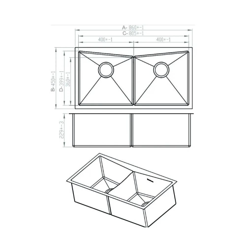 Cuba De Bacco Quadratino Dupla 80700 860X450X230 PC