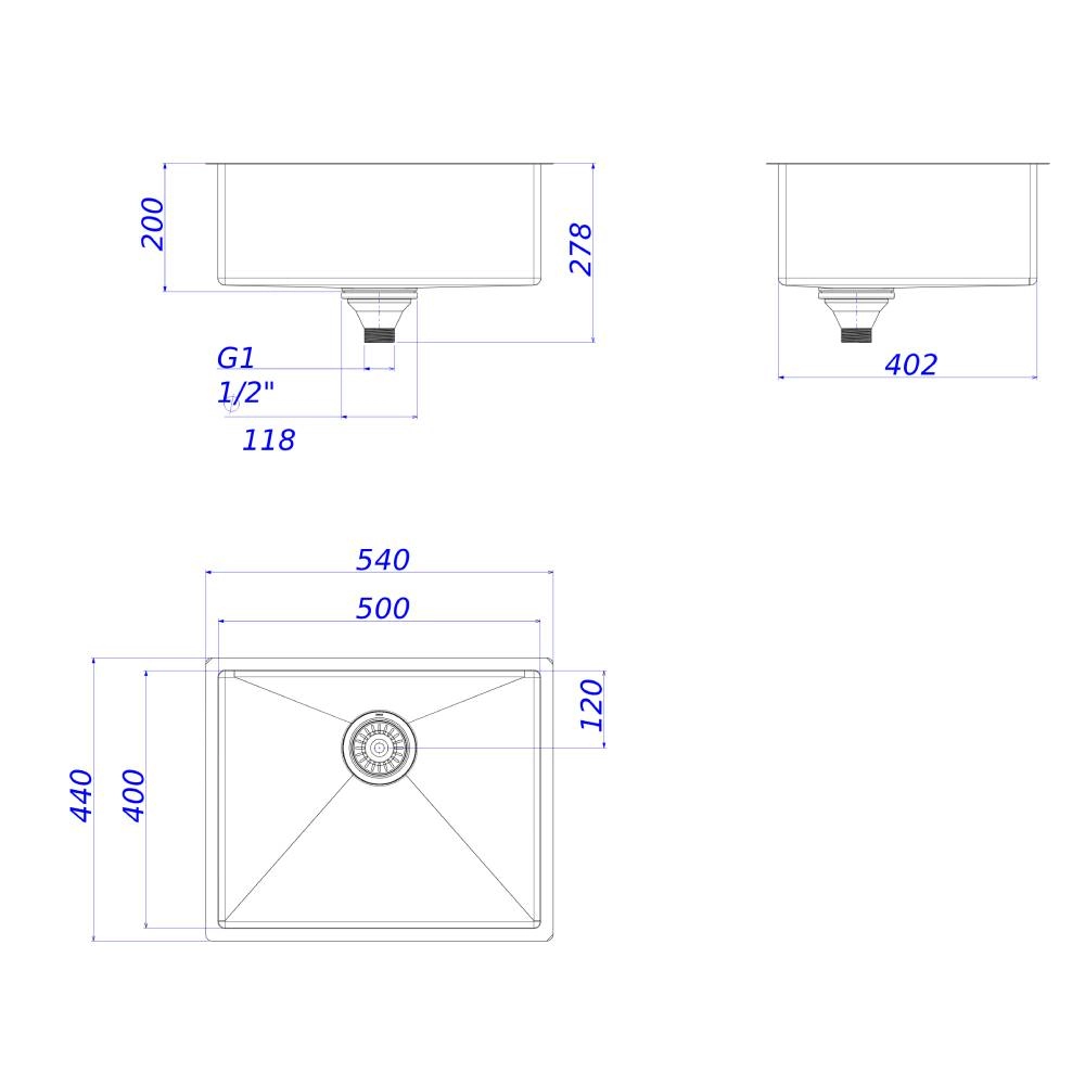 Cuba de Cozinha Retangular Deca 50x40cm Suprema Inox CC.660.50.INX
