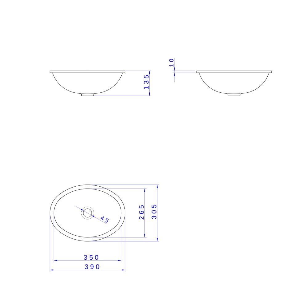 Cuba de embutir Deca Oval 30 x 40 cm Gelo L.59.17