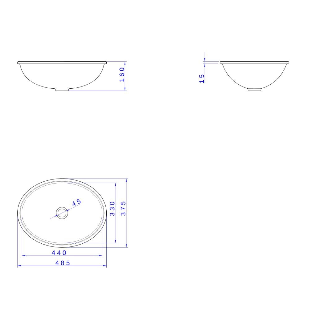 Cuba de Embutir Oval Deca 37,5x48,5cm Gelo Linha L.37.17