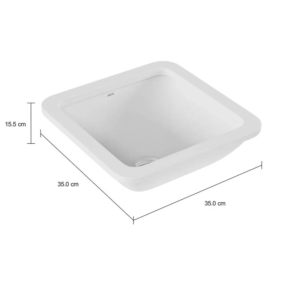 Cuba de Embutir Quadrada Deca 35x35cm Branco Linha L.415.17