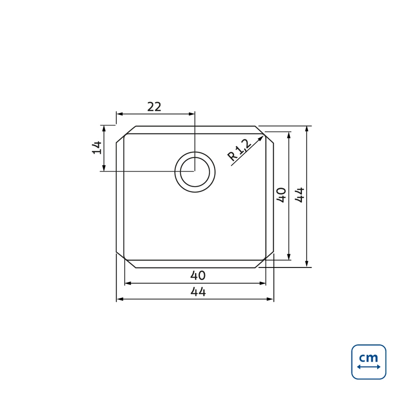 Cuba de embutir Tramontina Design Collection Quadrum Undermount em Aço Inox com Acabamento Acetinado 50 U 50X40 cm