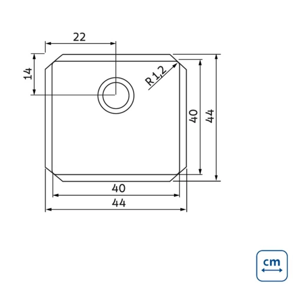 Cuba de embutir Tramontina Design Collection Quadrum Undermount em Aço Inox com Acabamento Acetinado 50 U 50X40 cm