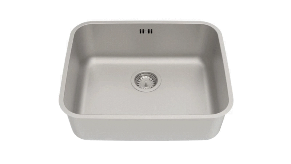 Cuba de Embutir Tramontina Dora 50 BL R6 em Aço Inox Escovado com Válvula e escape 50x40 cm