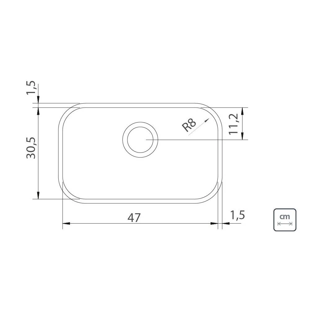 Cuba de embutir Tramontina Lavínia 47 BL em aço inox escovado 47x30 cm