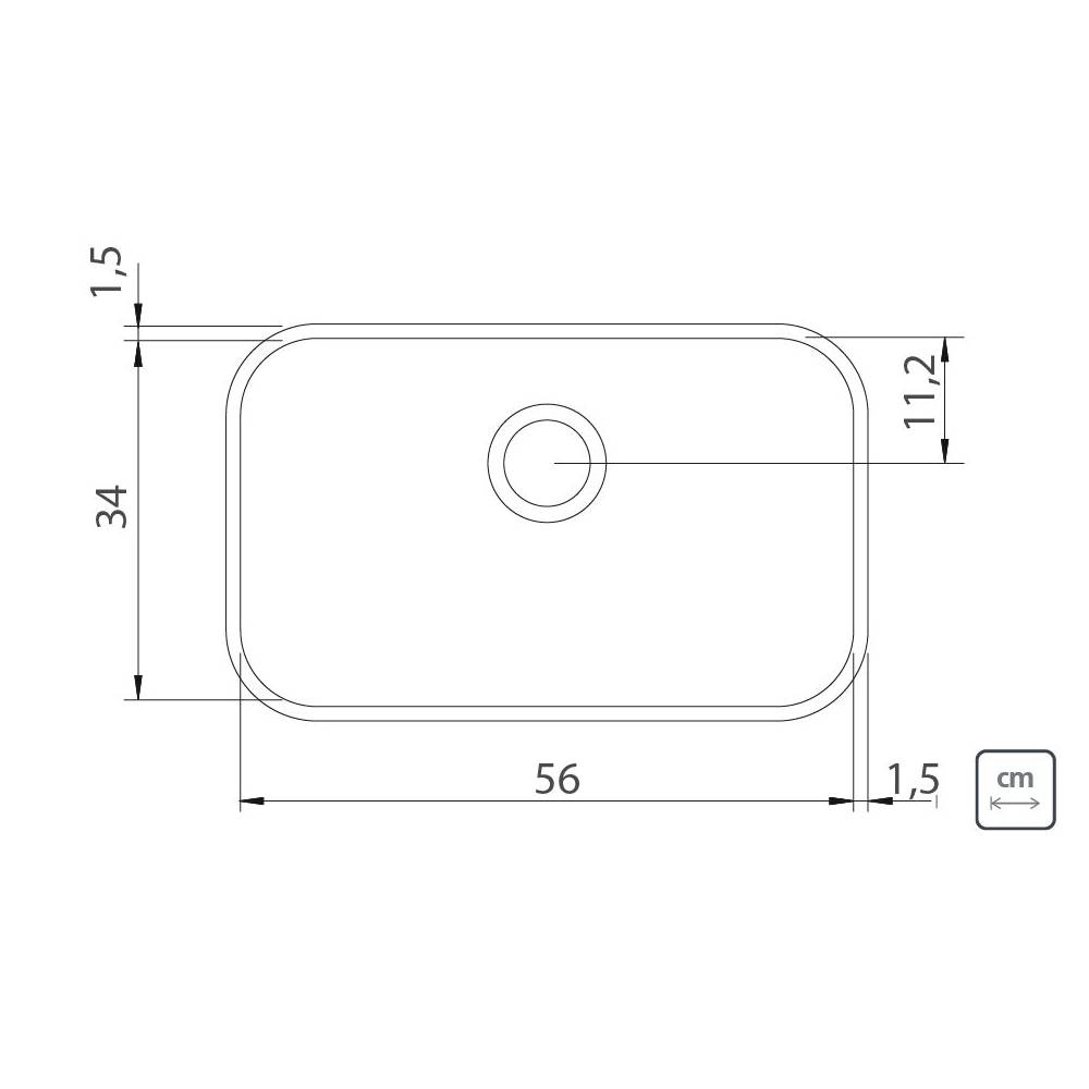 Cuba de embutir Tramontina Lavínia 56 BL em Aço Inox Escovado 56x34 cm