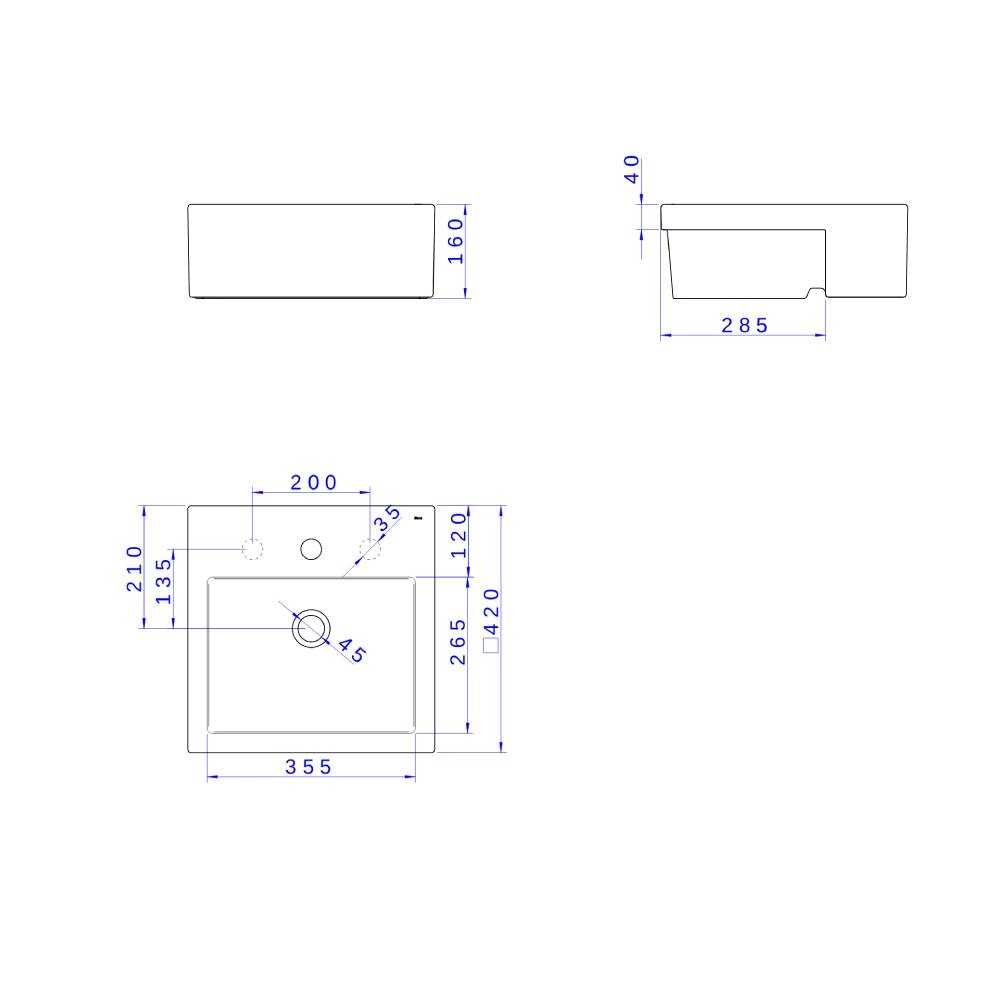 Cuba de Semi Encaixe com Mesa Quadrada Deca 42x42cm Gelo L.830.17